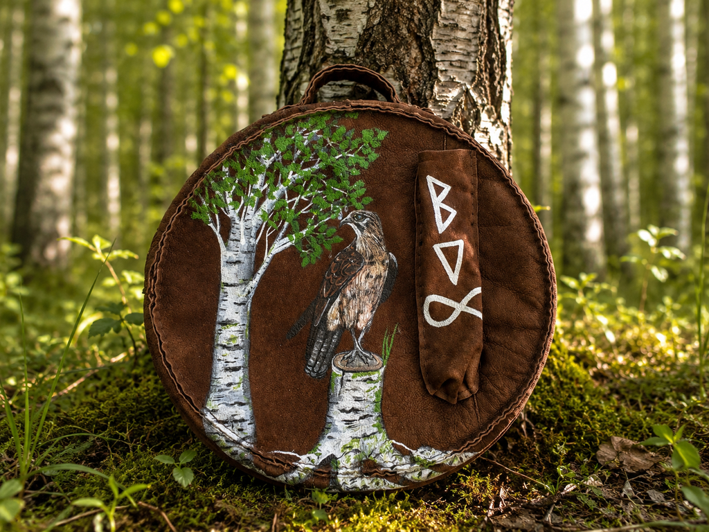 18-20 inch Bespoke, made-to-order, shamanic drum cover or shaman drum bag, entirely hand crafted from reclaimed beaver lamb fur coat for a perfectly cushioned sanctuary for you sacred instrument. Sustainable artisan craft.