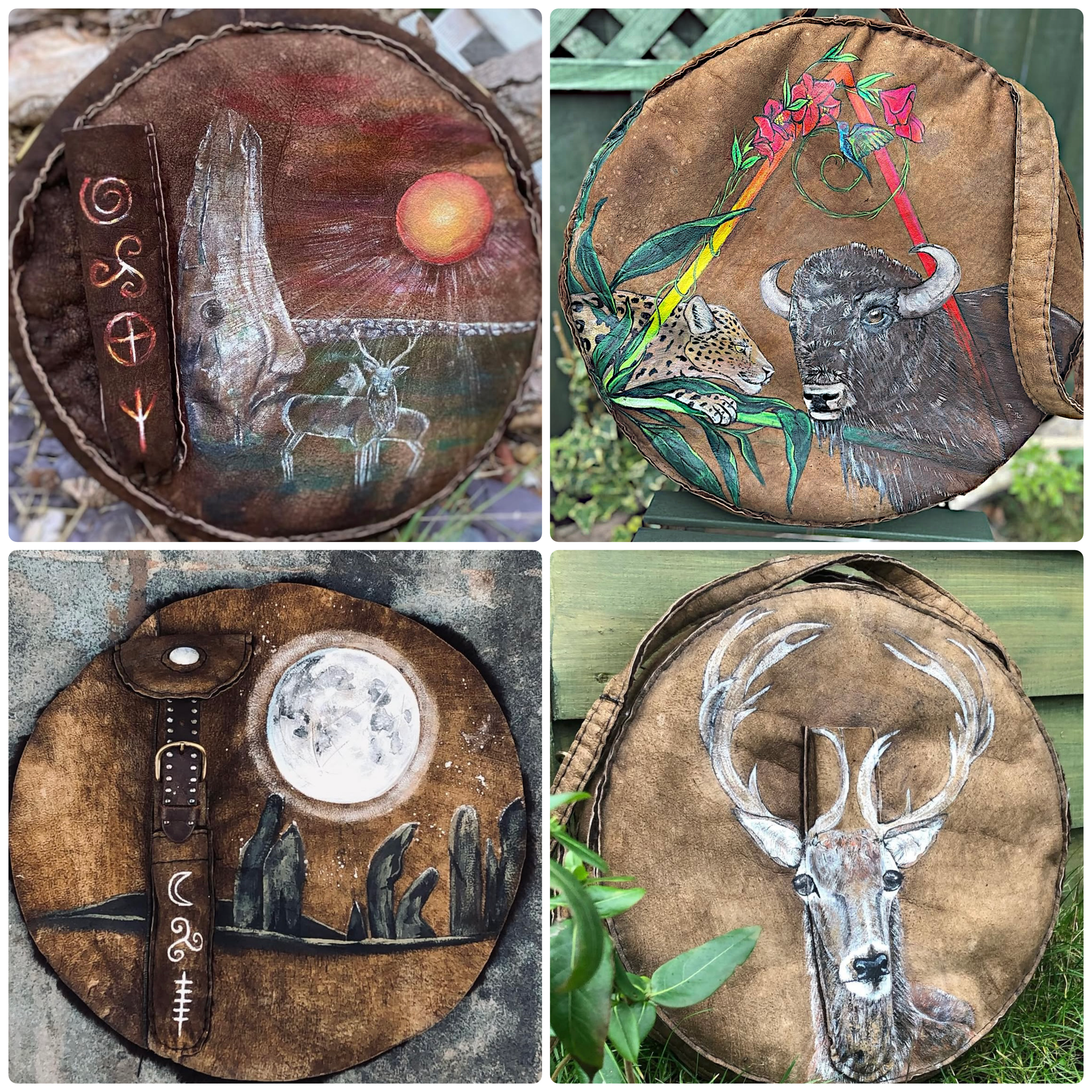16-18 inch Bespoke, made-to-order shamanic drum cover or shaman drum bag, crafted from recycled beaver lamb fur for a perfectly cushioned sanctuary for your sacred instrument.