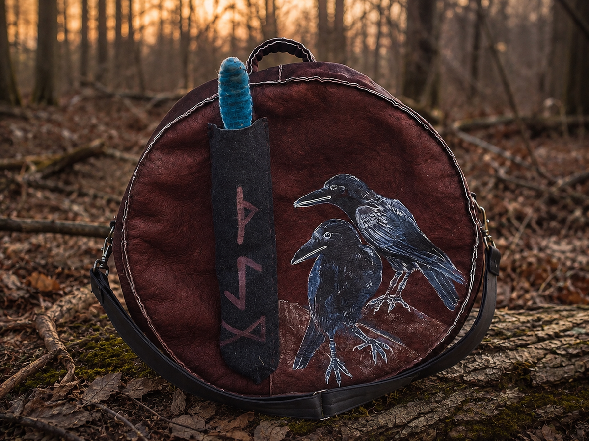 18-20 inch Bespoke, made-to-order, shamanic drum cover or shaman drum bag, entirely hand crafted from reclaimed beaver lamb fur coat for a perfectly cushioned sanctuary for you sacred instrument. Sustainable artisan craft.