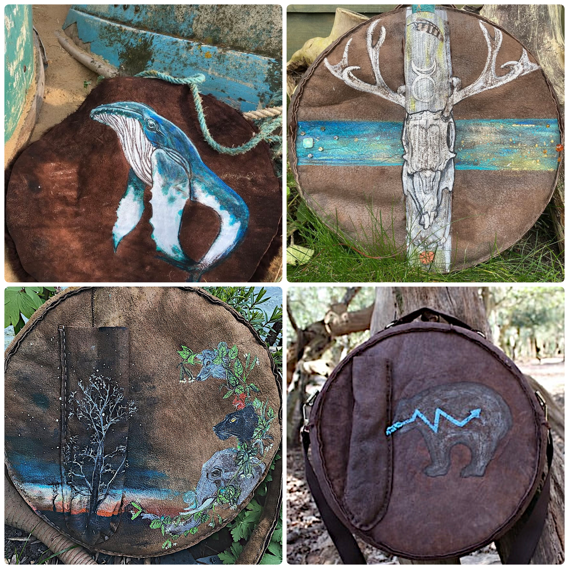 12-14 inch Bespoke, made-to-order shamanic drum cover or shaman drum bag, crafted from recycled beaver lamb fur for a perfectly cushioned sanctuary for your sacred instrument.