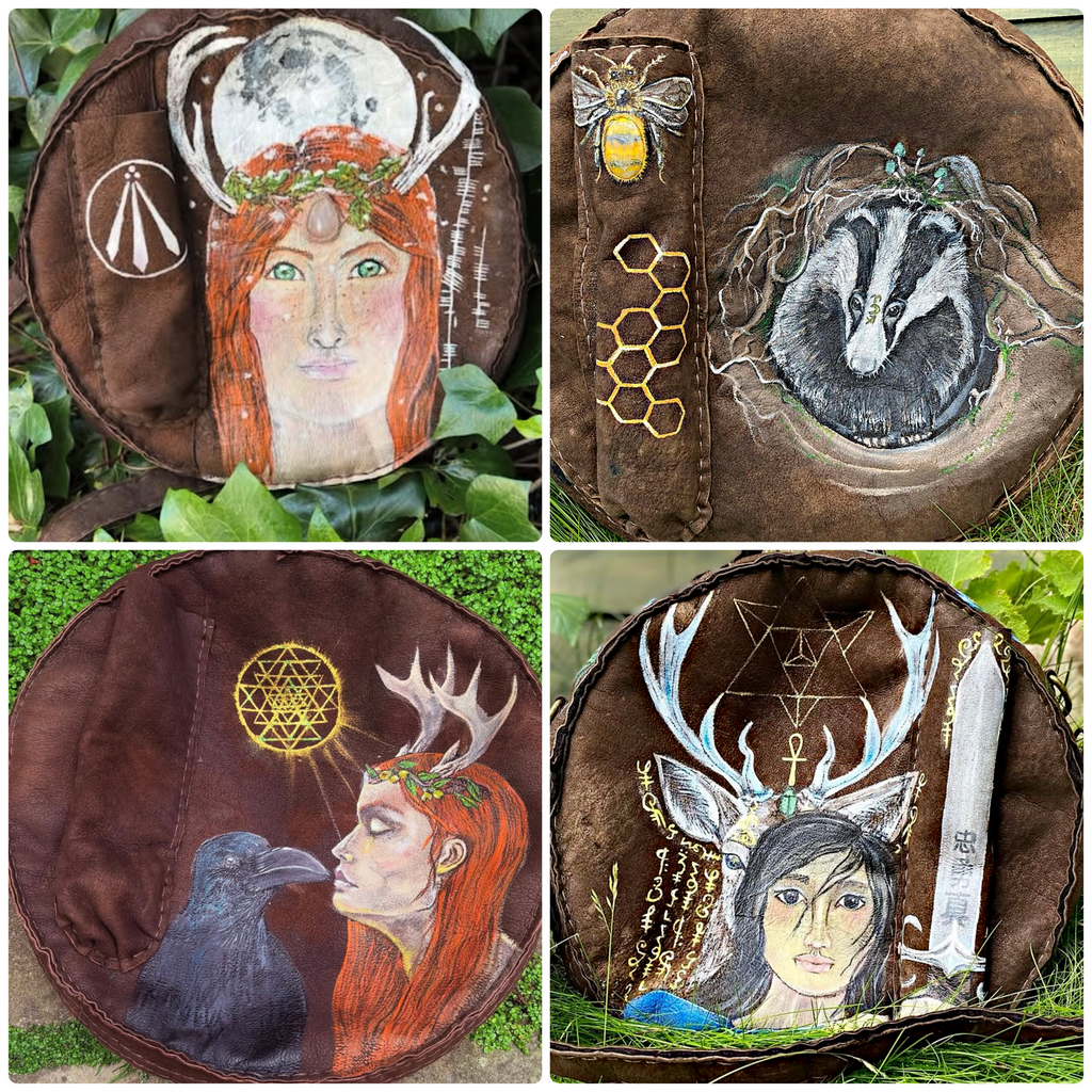 18-20 inch Bespoke, made-to-order shamanic drum cover or shaman drum bag, crafted from recycled beaver lamb fur for a perfectly cushioned sanctuary for your sacred instrument.