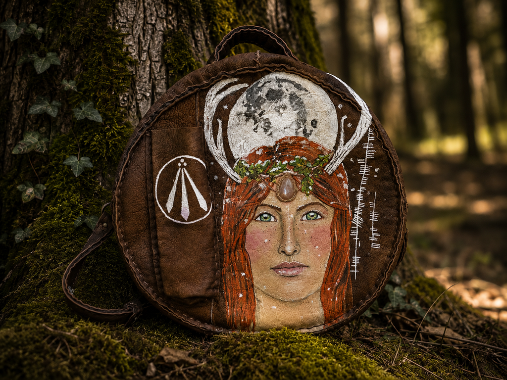 12-14 inch Bespoke, made-to-order, shamanic drum cover or shaman drum bag, entirely hand crafted from reclaimed beaver lamb fur coat for a perfectly cushioned sanctuary for you sacred instrument. Sustainable artisan craft.