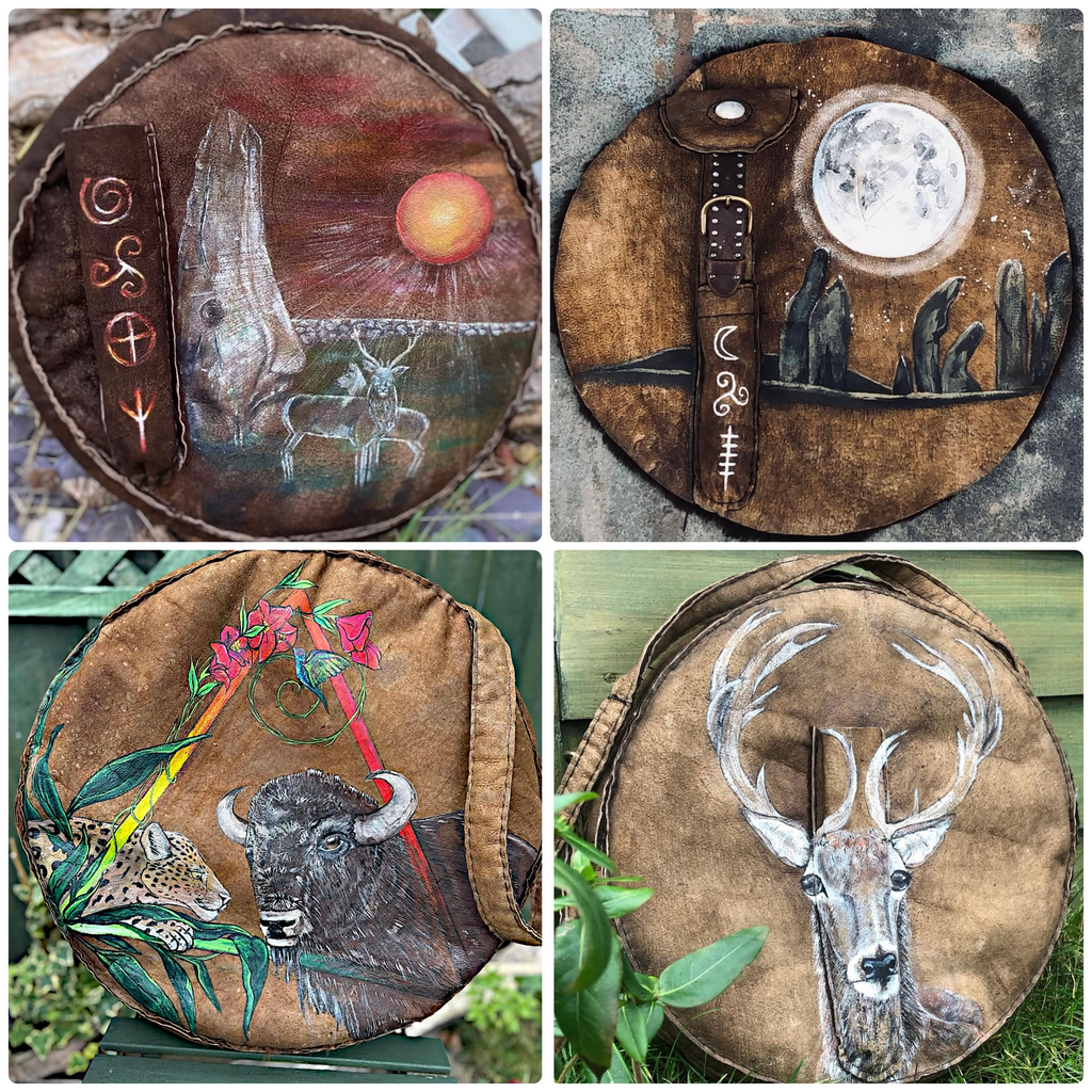 12-14 inch Bespoke, made-to-order shamanic drum cover or shaman drum bag, crafted from recycled beaver lamb fur for a perfectly cushioned sanctuary for your sacred instrument.