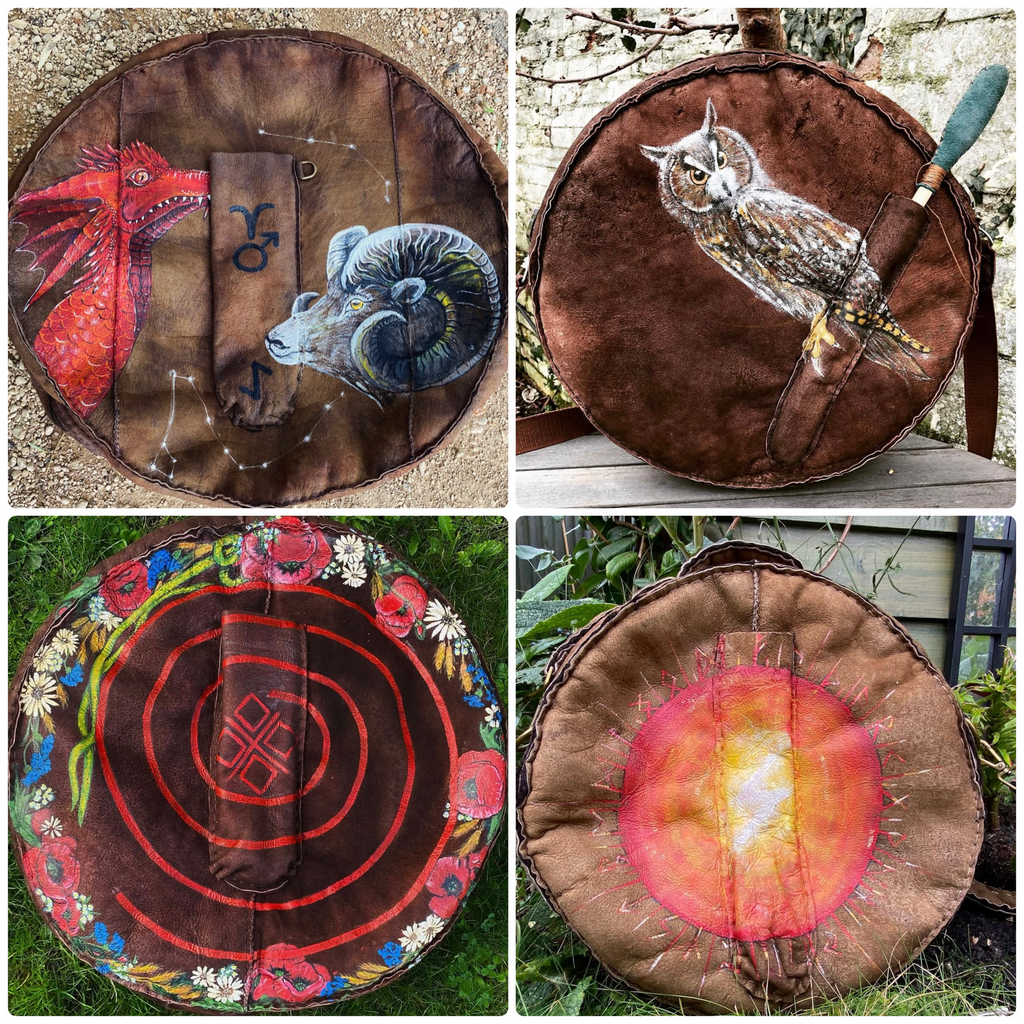 16-18 inch Bespoke, made-to-order shamanic drum cover or shaman drum bag, crafted from recycled beaver lamb fur for a perfectly cushioned sanctuary for your sacred instrument.